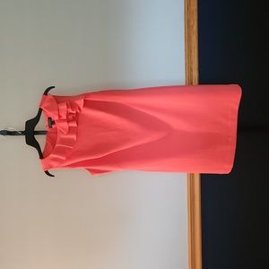 LAUREN Ruffled Sleeveless Sheath, Size 14, Color Peach